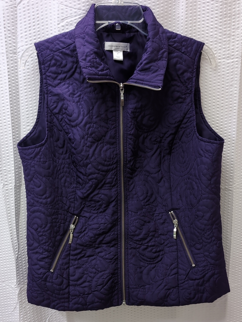 Christopher & Banks Deep Purple Quilted Zip-Front Vest